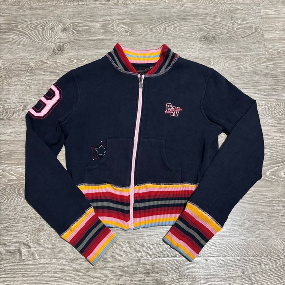 Y2K Rocawear Varsity Zip Up Jacket Navy Pink Size M - Picture 3 of 7